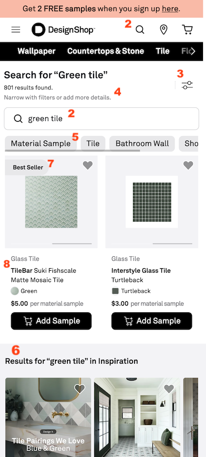 Search results on mobile.